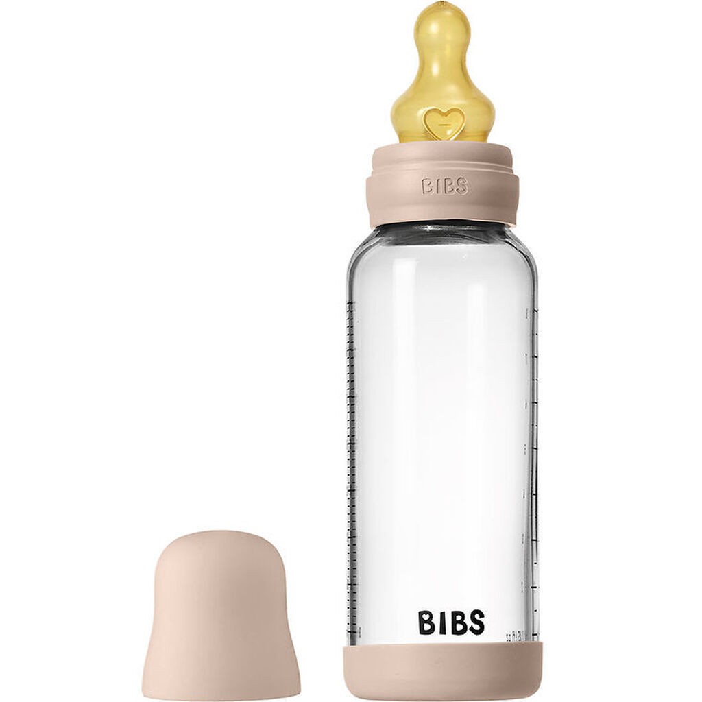 BIBS Sutteflaske - 240 ml - Glas/Naturgummi - Blush