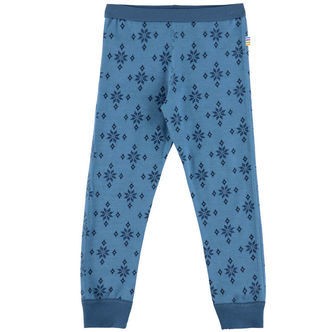 Joha Leggings - Uld/Bomuld - Blå m. Snefnug