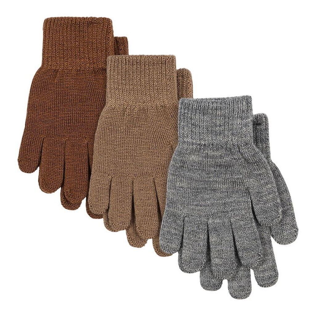 Konges Sløjd Handsker - Uld/Akryl - Filla - 3-pak - Grey Melange
