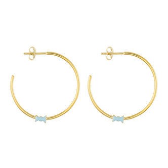 Design Letters Øreringe - Bow Tie - Guld/Lyseblå