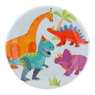 Decorata Party Paptallerkner - 8-pak - 23 cm - Dino Party
