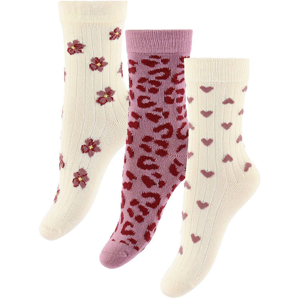 MiniPop Strømper - Bambus - 3-pak - Autumn Anemone mix