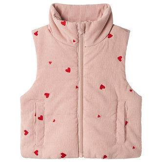 Name It Dynevest - Fløjl - NmfMimosa - Pale Mauve m. Hjerter