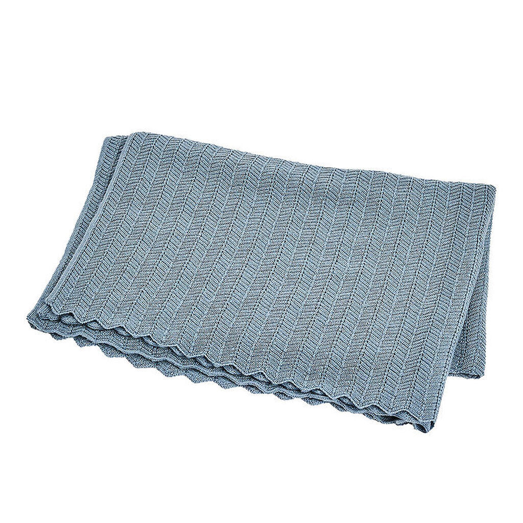 Smallstuff Babytæppe - Uld - 80x100 cm - Fishbone - Blå