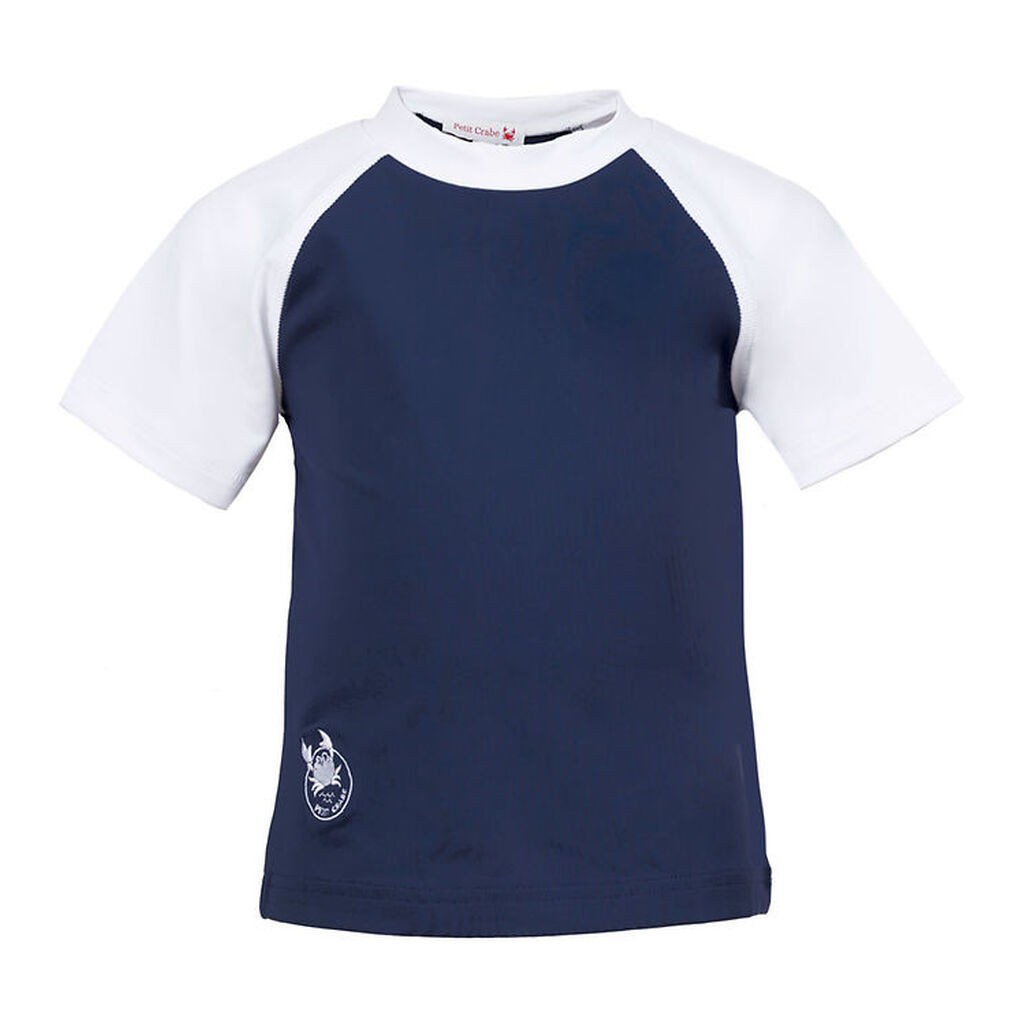 Petit Crabe Badebluse - Raglan - UV50+ - Blue/White