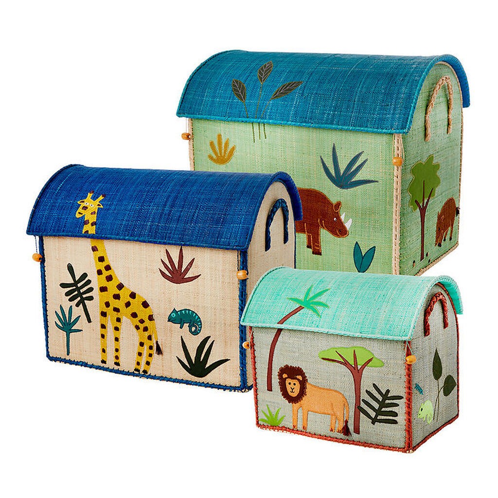 Rice Opbevaringskurve - Raffia - 3 stk. - 52/45/37 cm - Jungle