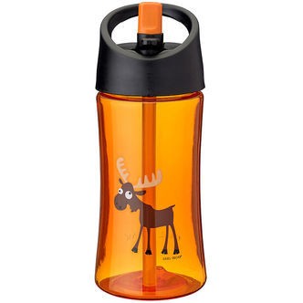 Carl Oscar Drikkedunk m. Sugerør - 350 ml - Orange m. Elg