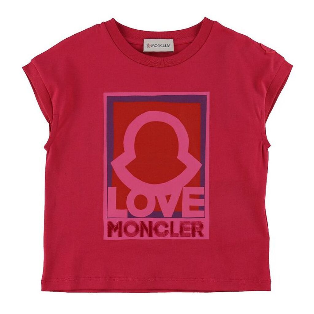 Moncler T-shirt - Fuchsia m. Logo