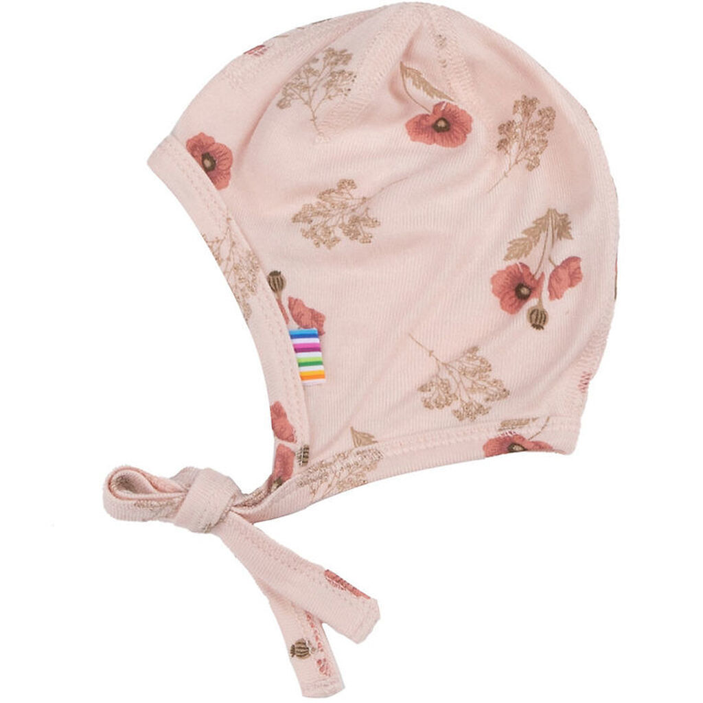 Joha Babyhjelm - Viskose/Bambus - Lyserød m. Blomster