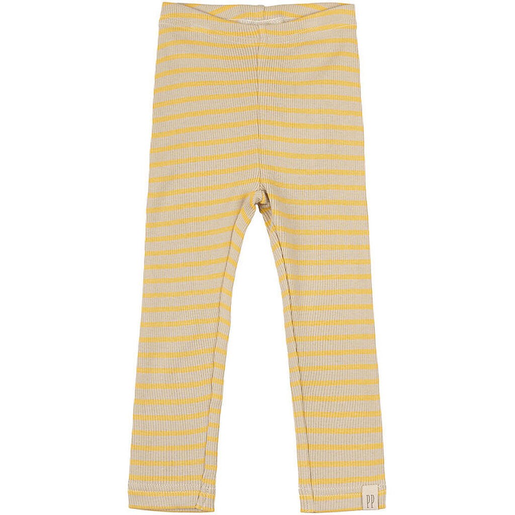 Petit Piao Leggings - Rib - Modal - Yellow Sun/Dark Off White