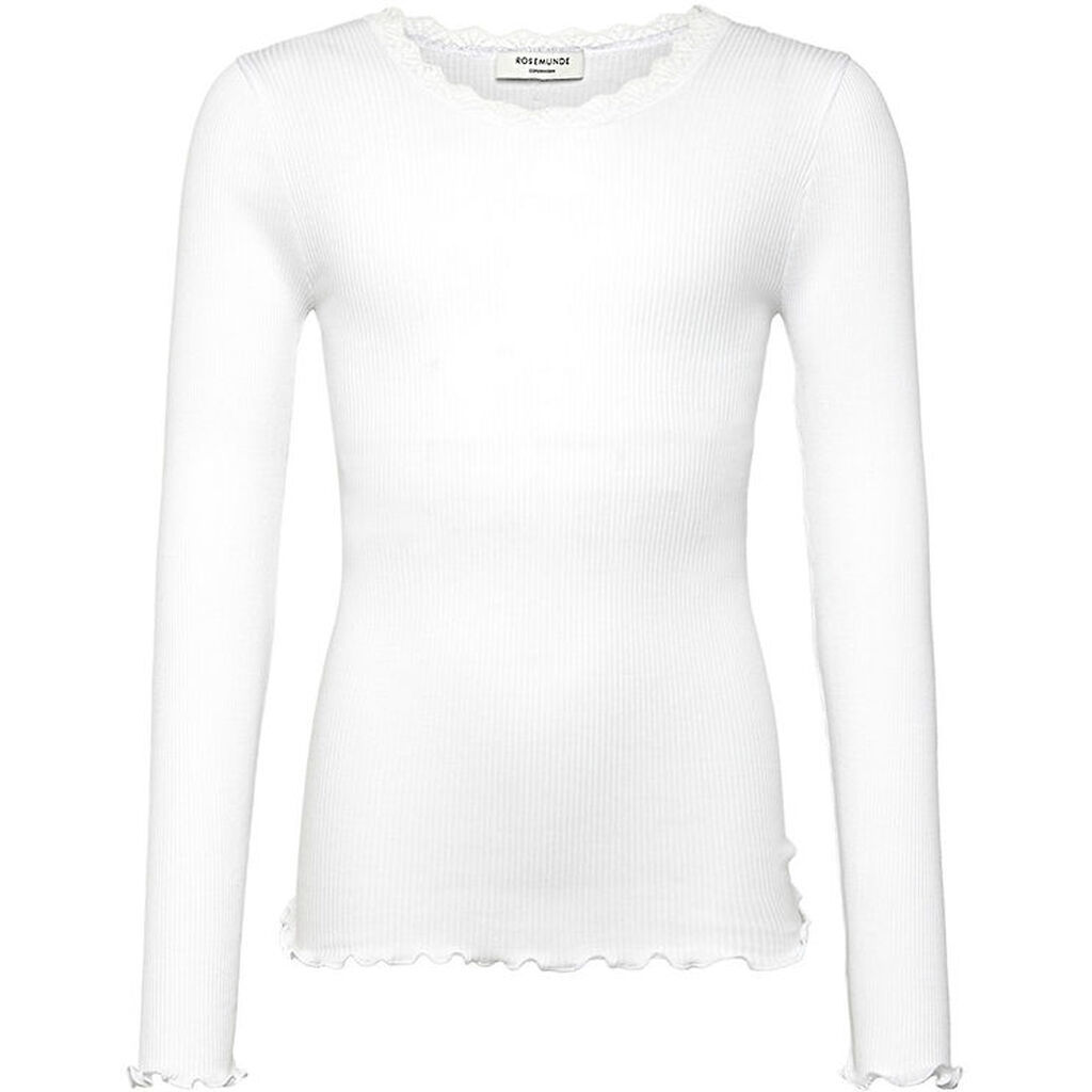 Rosemunde Bluse - Rib - Balta - New White m. Blonder