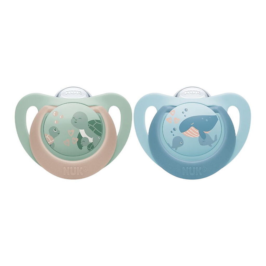 Nuk Sutter - 2-pak - First Choice - Turtle/Whale - Grøn/Blå