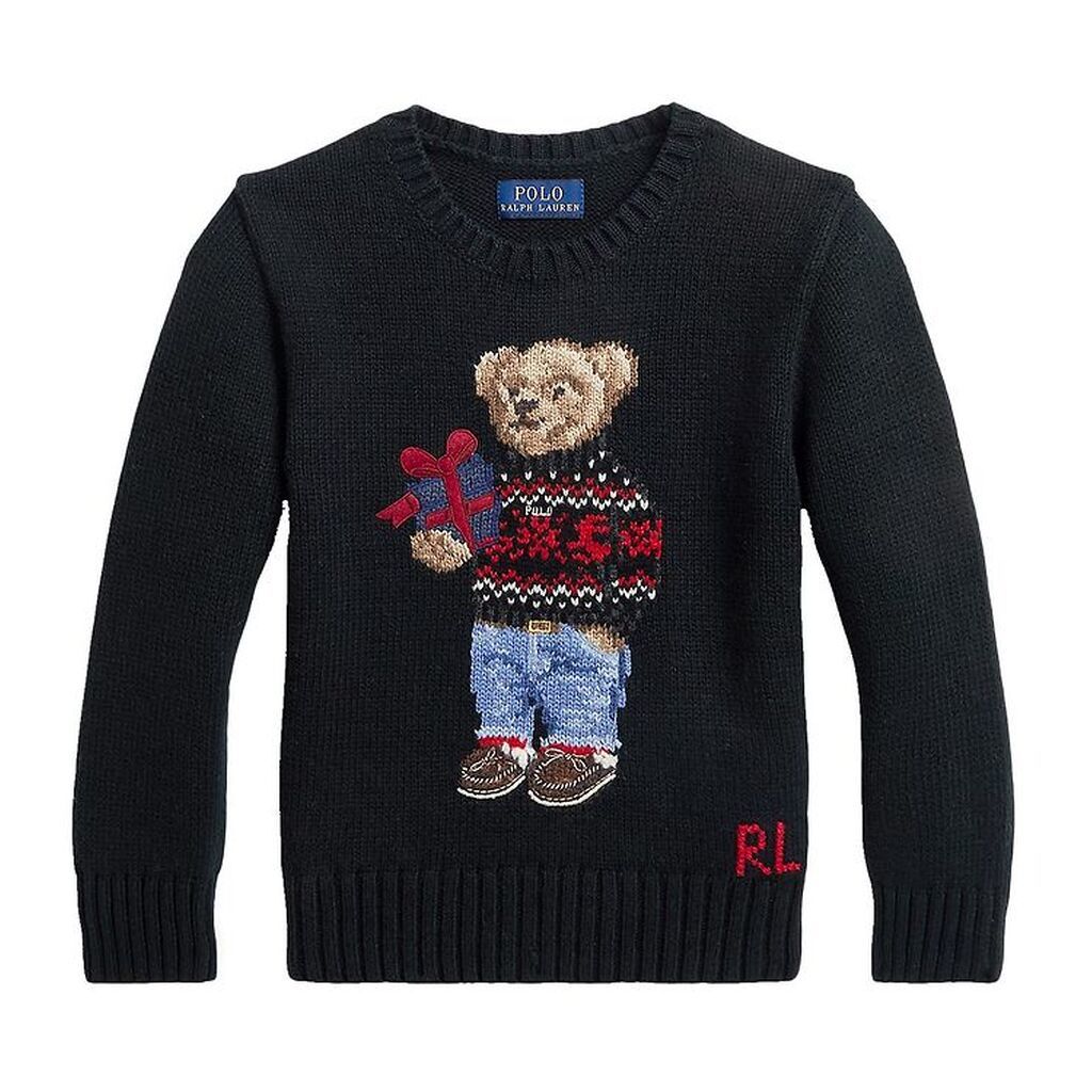 Polo Ralph Lauren Bluse - Strik - Holiday - Sort m. Bamse
