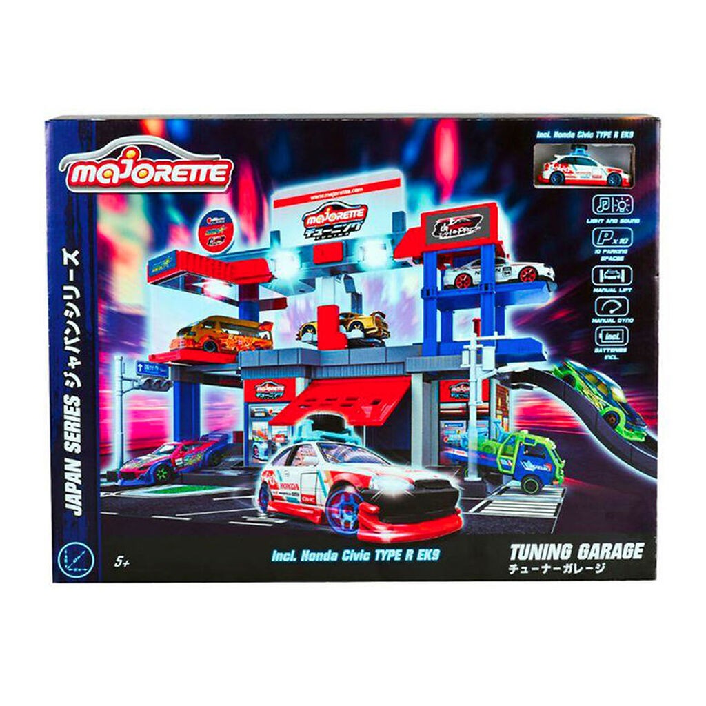 Majorette Garage m. Bil, Lyd og Lys - Japan Series Tuning Garage