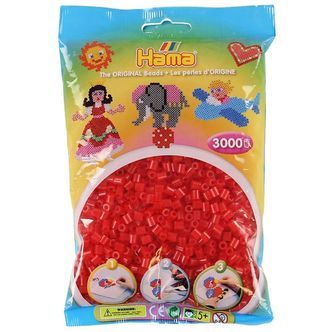 Hama Midi Perler - 3000 stk. - 13 Transparent Rød