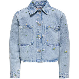 Kids Only Denimjakke - KogCassie - Light Blue Denim/Flower Embro