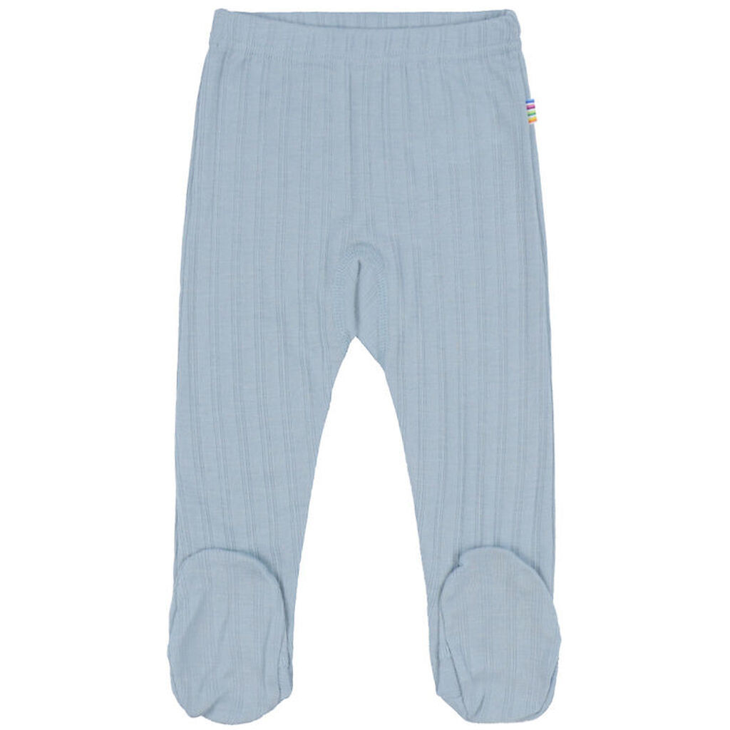 Joha Leggings m. Fødder - Uld/Silke - Støvet Blå