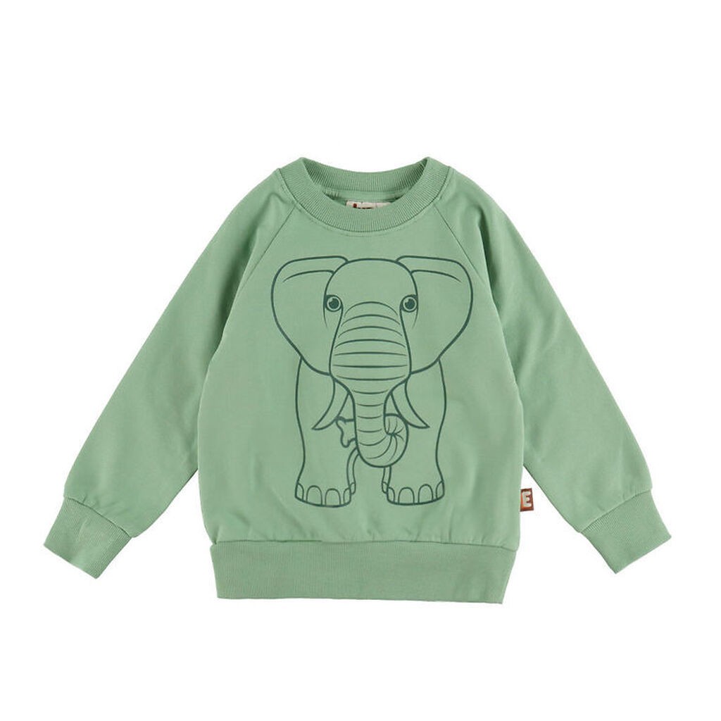 DYR-Cph Sweatshirt - Dyrbellow - Herb Green Outline Elefant