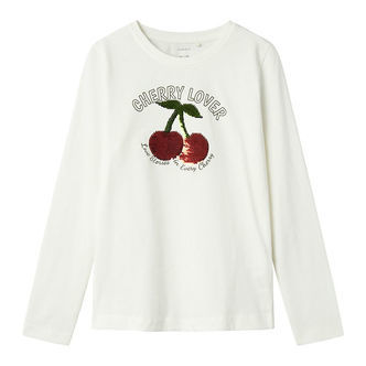 Name It Bluse - NkfTudu -Paliet Kirsebær - Cloud Dancer