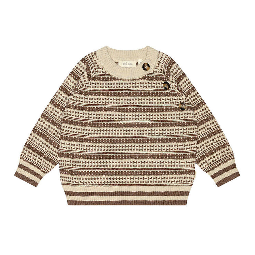 Petit Piao Bluse - Strik - Light Nordic - Off White/Brown Melang