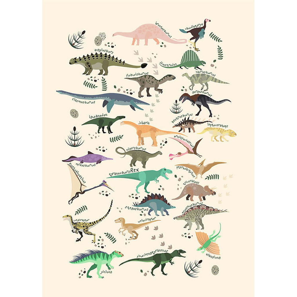 Citatplakat Plakat - Børneplakat - Dinosaurer II - A3