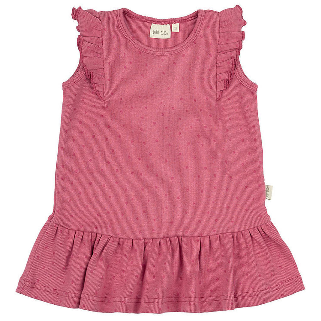 Petit Piao Kjole - Rib - Modal- Frill Dot - Light Berry