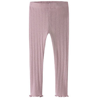 Name It Leggings - Rib/Hulmønster - NmfBlitta - Dawn Pink/Melang