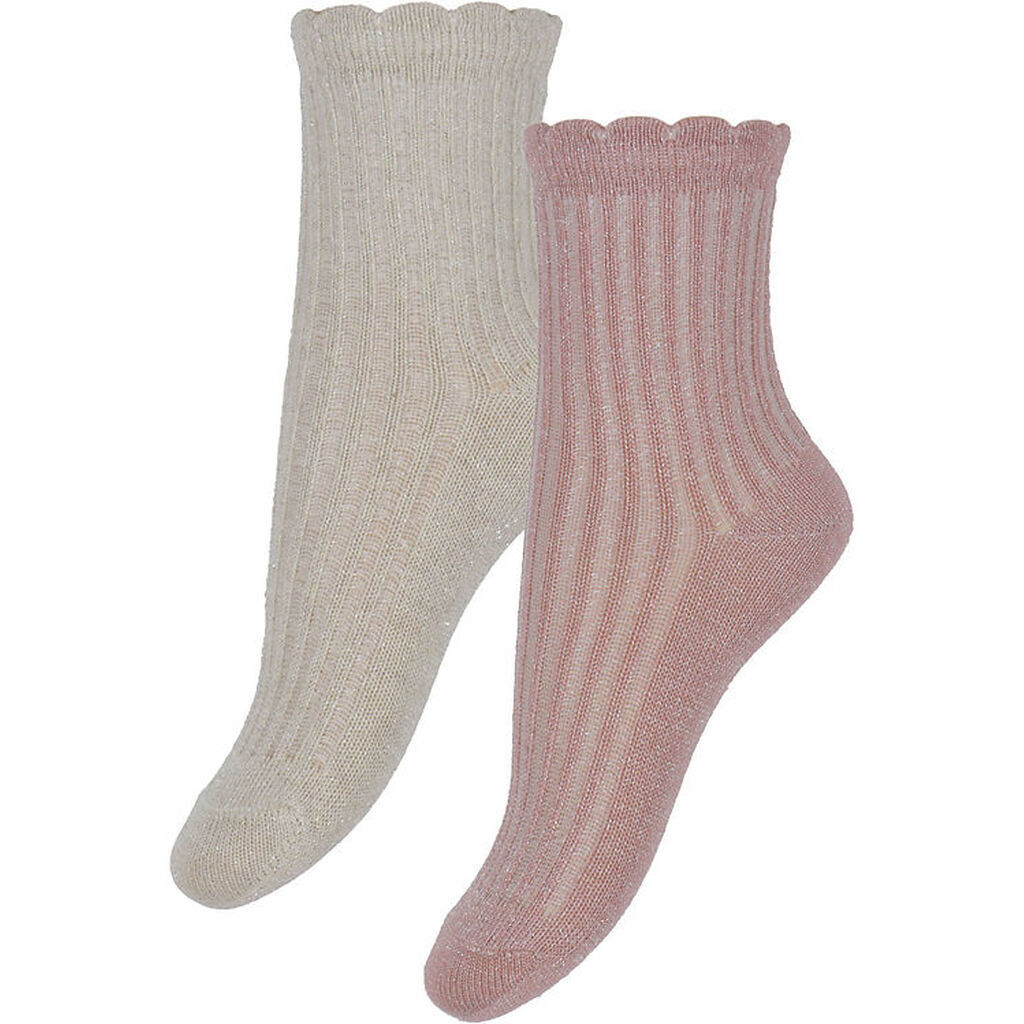 Minymo Strømper - 2-pak - Ash Rose m. Glimmer