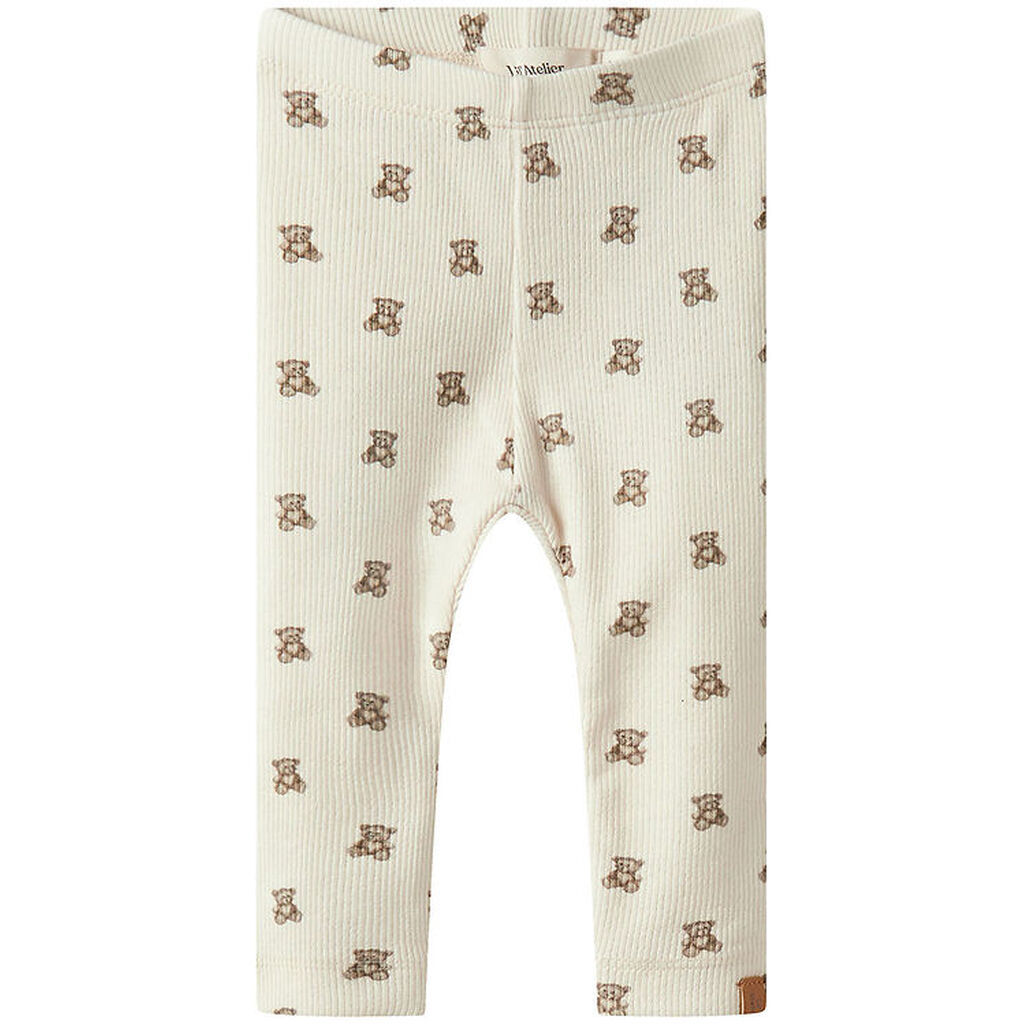 Lil' Atelier Leggings - Rib - NbnGavo - Turtledove/Teddy Bear