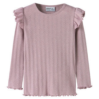 Name It Bluse - Rib/Hulmønster - NmfBlitta - Dawn Pink/Melange