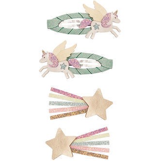 Mimi & Lula Hårspænder - 4 stk - 5 cm - Flying Unicorn Dreamland