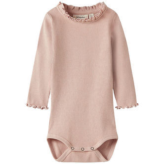 Lil Atelier Body l/æ - Rib - NbfNora - Cameo Rose m. Hulmønster