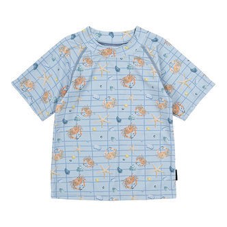 Mikk-Line Badebluse - UV50+ - Faded Denim m. Tern/Print