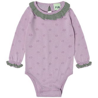 FUB Body l/æ - Ruffle - Strik - Uld - Iris m. Hulmønster