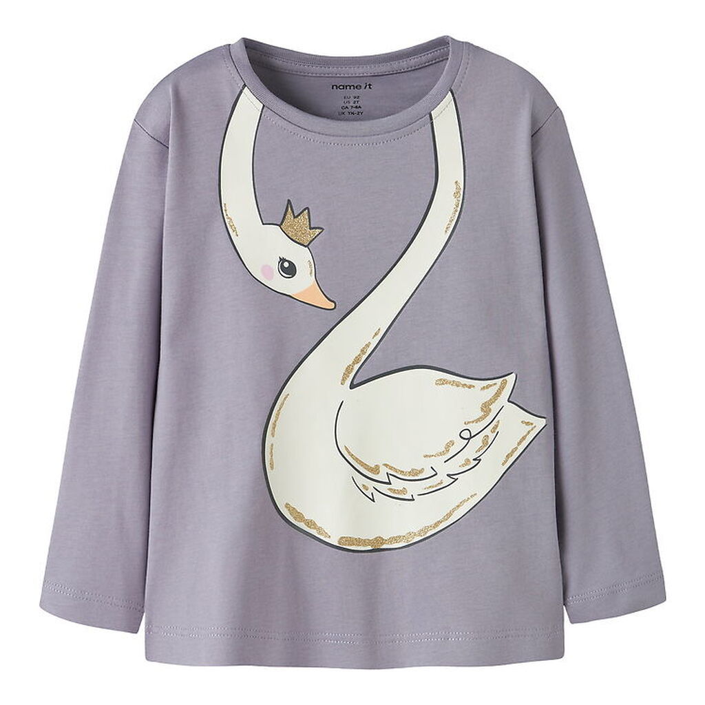 Name It Bluse - NmfValiane - Lavender Gray/Swan Princess
