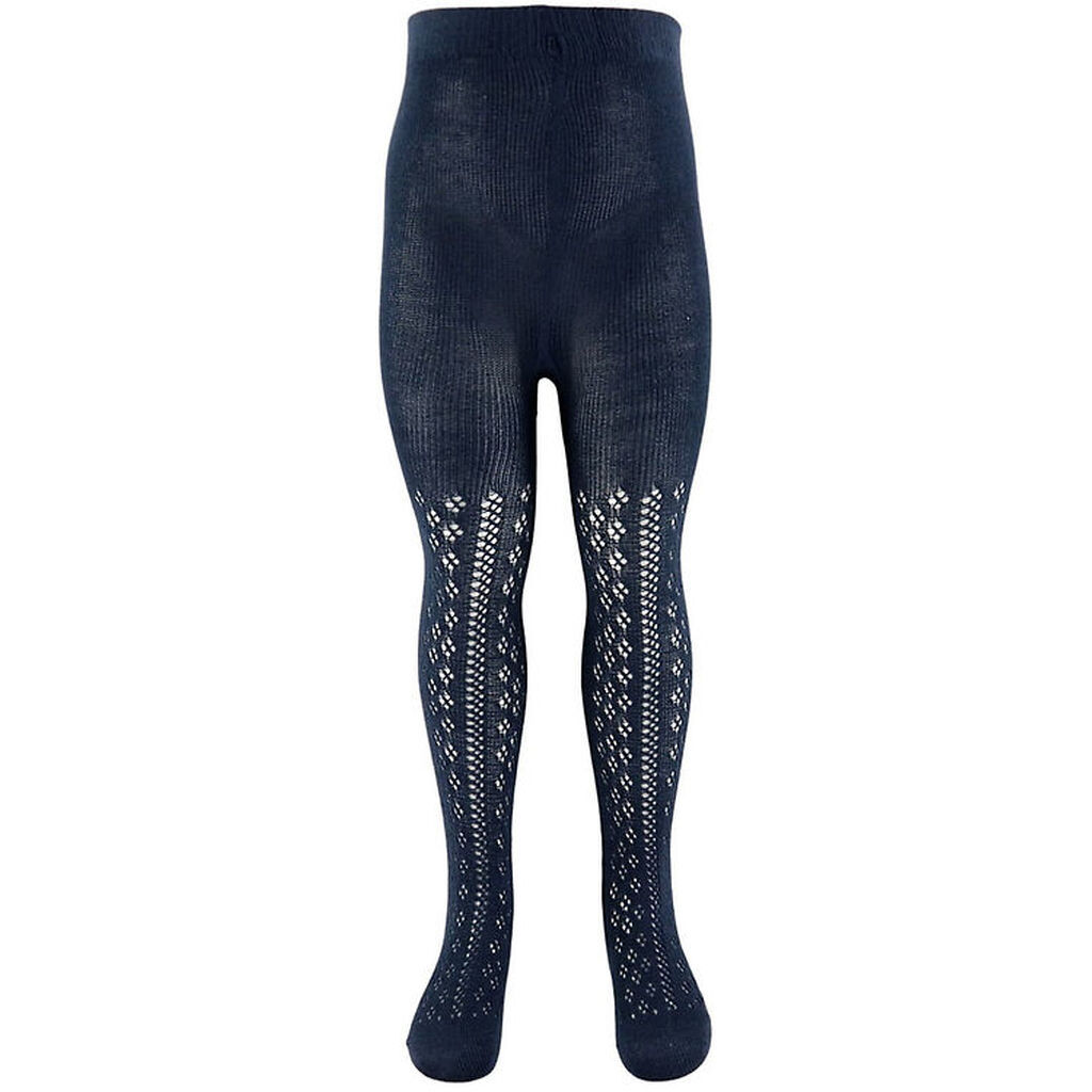 Konges Sløjd Strømpebukser - Bomuld/Uld - Navy m. Hulmønster