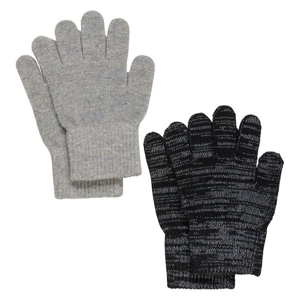 CeLaVi Handsker - Uld/Polyester - 2-pak - Grå/Sort m. Refleks