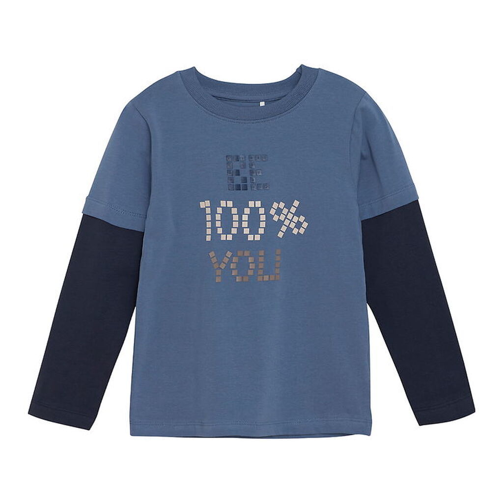 Minymo Bluse - China Blue m. Print