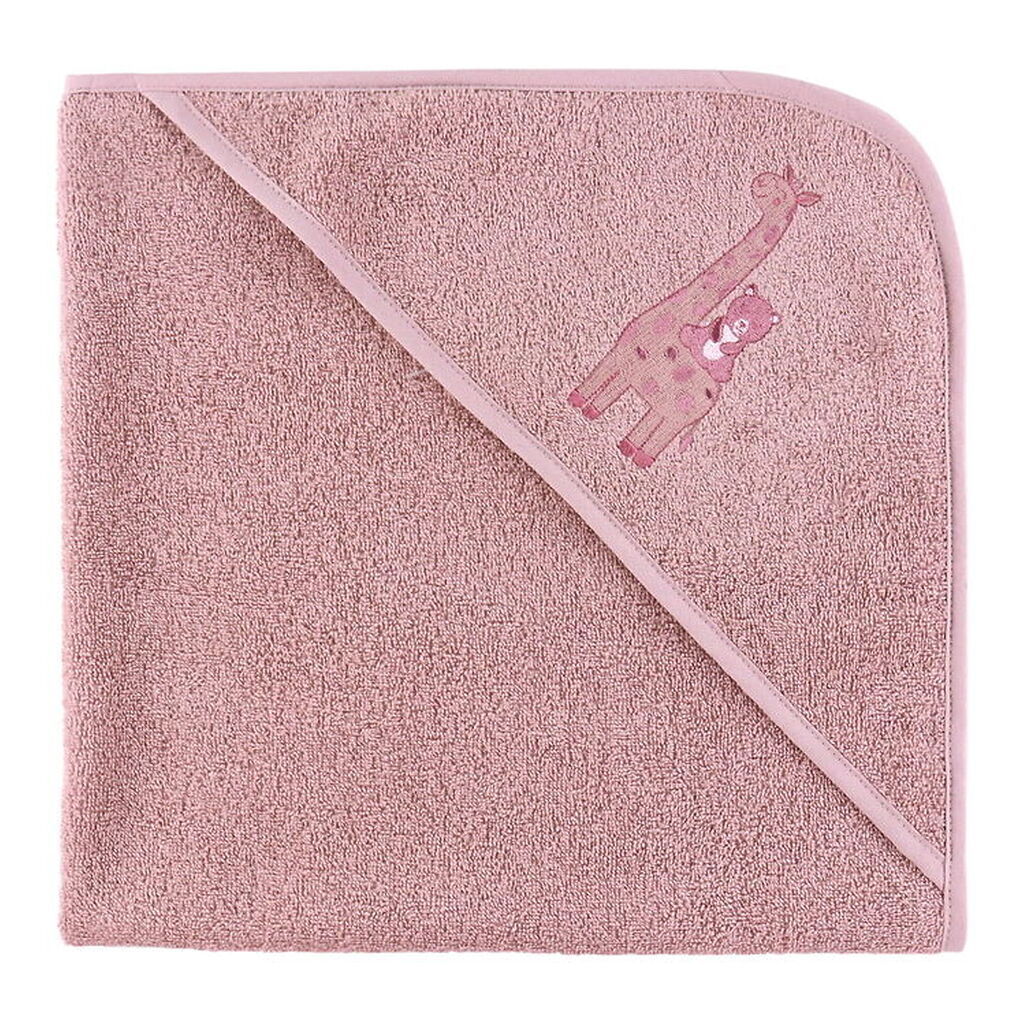 Nørgaard Madsens Babyhåndklæde - 75x75 cm - Rosa m. giraf