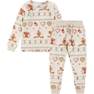 Jule-Sweaters Nattøj - 2-Delt - Christmas Cookie - Beige