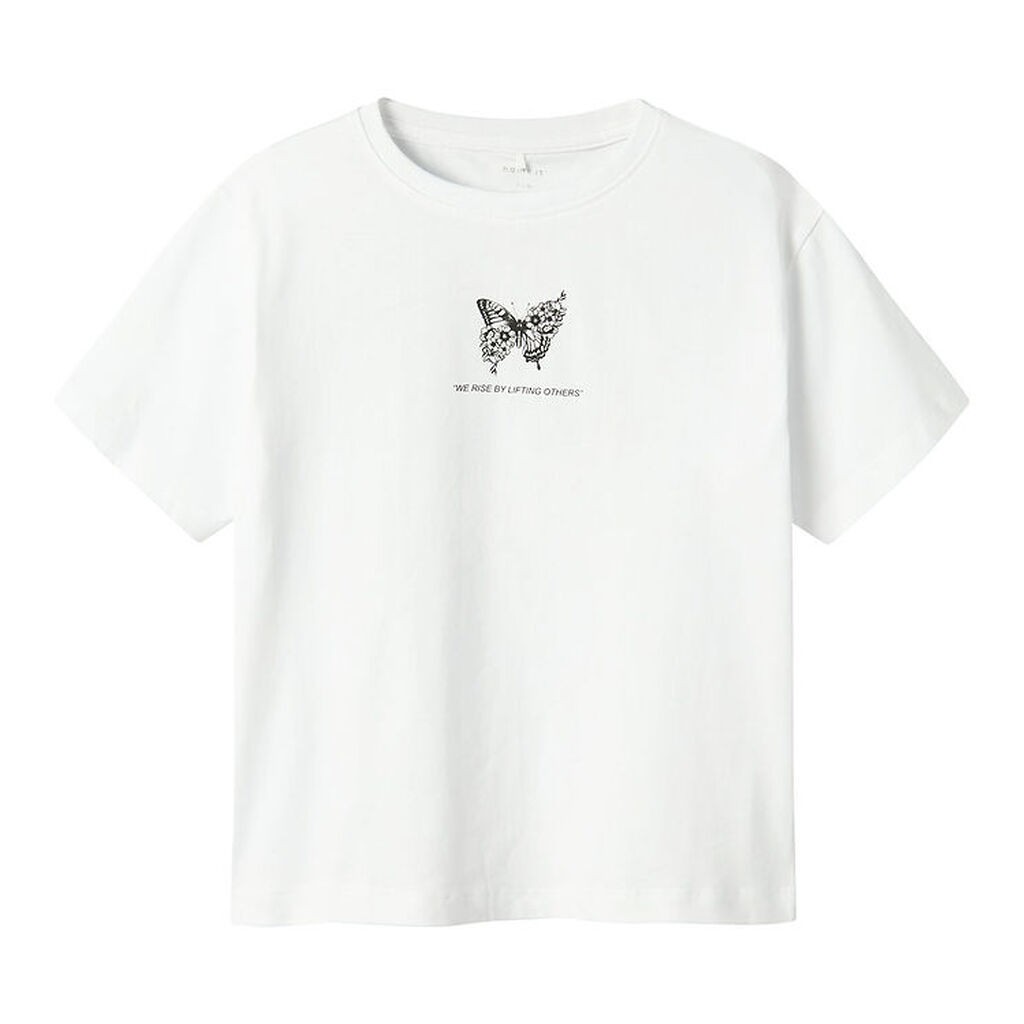 Name It T-shirt - NkfDane - Bright White m. Sommerfugl