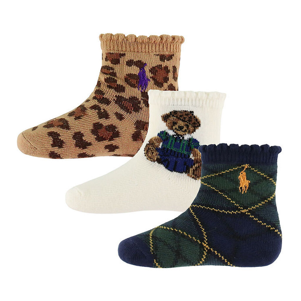 Polo Ralph Lauren Strømper - 3-pak - Hvid/Navy/Brun