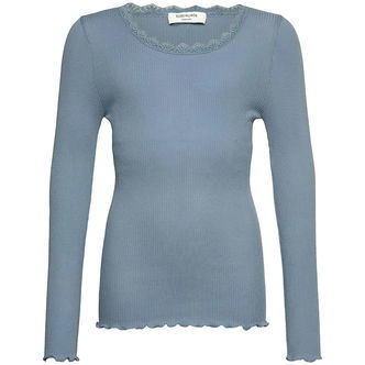 Rosemunde Bluse - Rib - Balta - Infinity m. Blonder