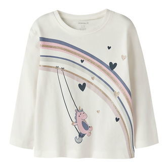 Name It Bluse - NmfValiane - Cloud Dancer/Unicorn Rainbow