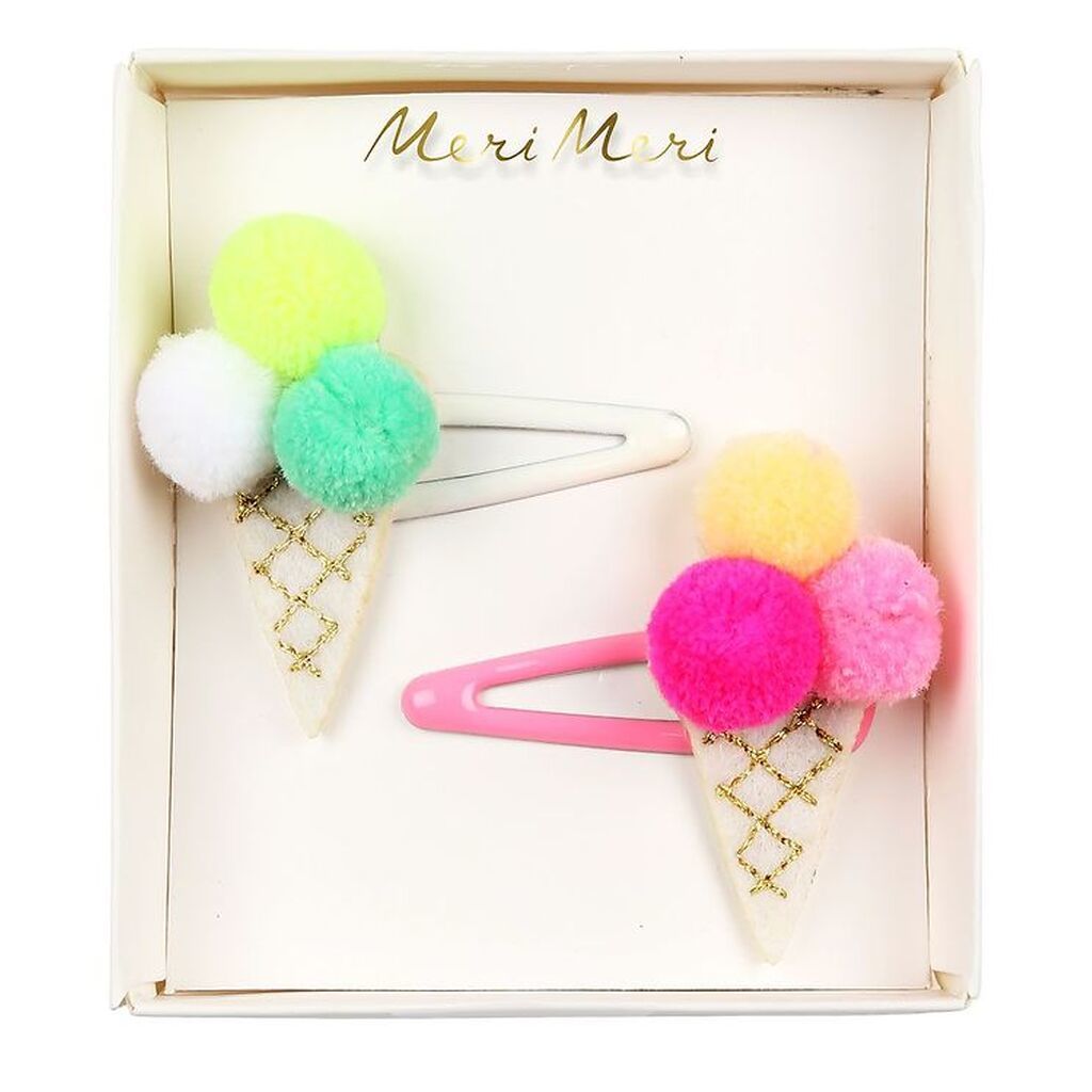 Meri Meri Hårspænde - 5 cm - Ice Cream PomPom Hair Clips