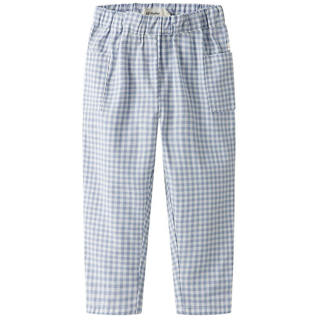 Lil' Atelier Bukser - Loose - NmfTallula - Zen Blue/Hvidternet