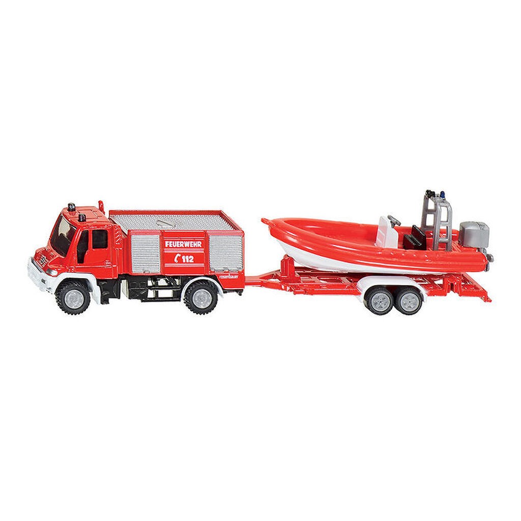 Siku Brandbil m. Båd - 1:87 - Unimog Fire Engine With Boat