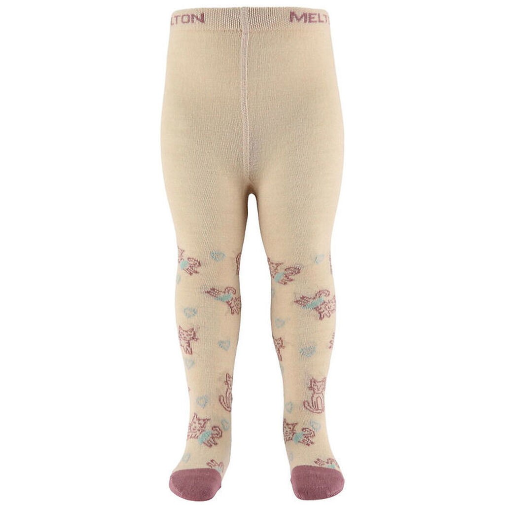 Melton Strømpebukser - Uld - cat Love - Ivory Cream
