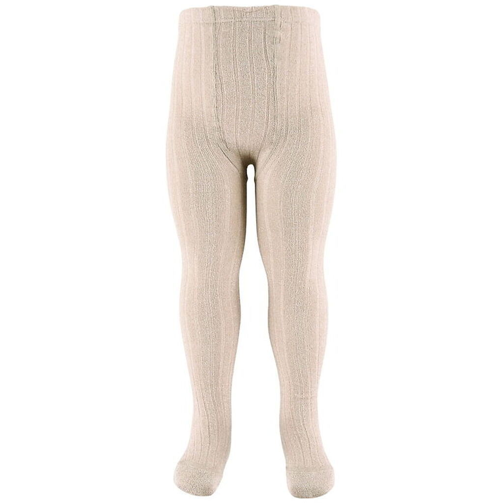 Condor Strømpebukser - Viskose - Rib - Beige m. Glimmer