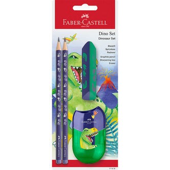 Faber-Castell Blyantsæt - Dinosaur - 4 Dele - Blå